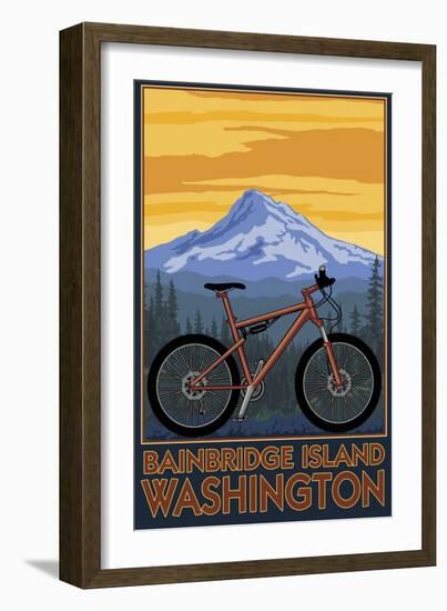 Bainbridge Island, Washington - Mountain Bike Scene-Lantern Press-Framed Art Print