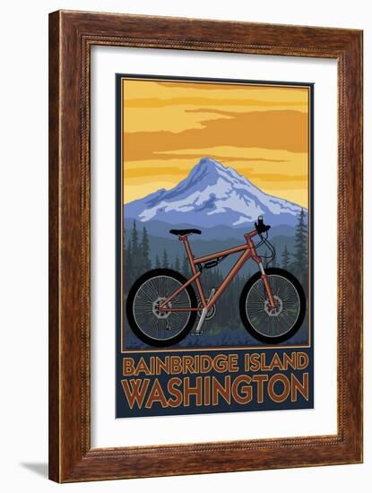 Bainbridge Island, Washington - Mountain Bike Scene-Lantern Press-Framed Art Print