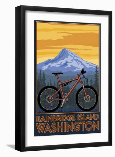 Bainbridge Island, Washington - Mountain Bike Scene-Lantern Press-Framed Art Print