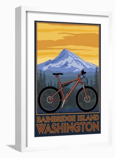 Bainbridge Island, Washington - Mountain Bike Scene-Lantern Press-Framed Art Print