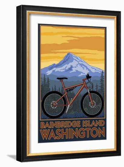 Bainbridge Island, Washington - Mountain Bike Scene-Lantern Press-Framed Art Print