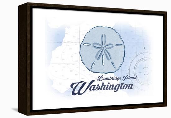 Bainbridge Island, Washington - Sand Dollar - Blue - Coastal Icon-Lantern Press-Framed Stretched Canvas