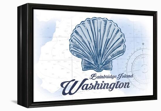 Bainbridge Island, Washington - Scallop Shell - Blue - Coastal Icon-Lantern Press-Framed Stretched Canvas