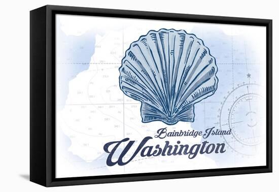 Bainbridge Island, Washington - Scallop Shell - Blue - Coastal Icon-Lantern Press-Framed Stretched Canvas