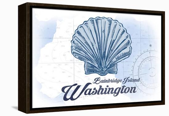 Bainbridge Island, Washington - Scallop Shell - Blue - Coastal Icon-Lantern Press-Framed Stretched Canvas