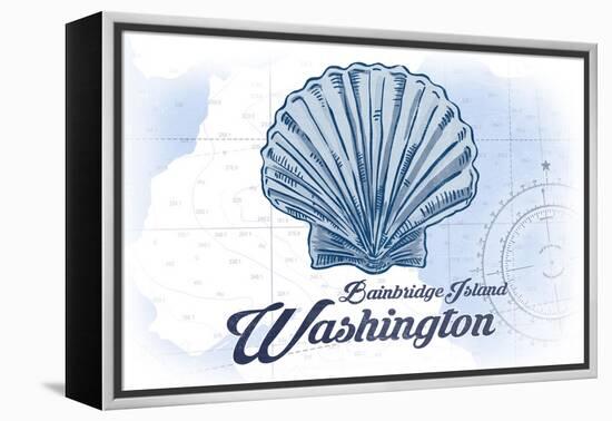 Bainbridge Island, Washington - Scallop Shell - Blue - Coastal Icon-Lantern Press-Framed Stretched Canvas