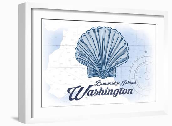 Bainbridge Island, Washington - Scallop Shell - Blue - Coastal Icon-Lantern Press-Framed Art Print