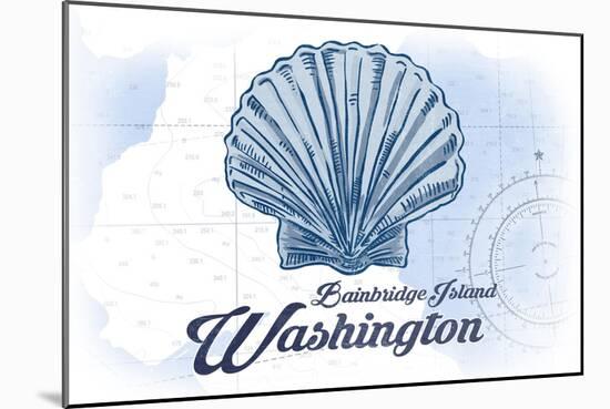 Bainbridge Island, Washington - Scallop Shell - Blue - Coastal Icon-Lantern Press-Mounted Art Print