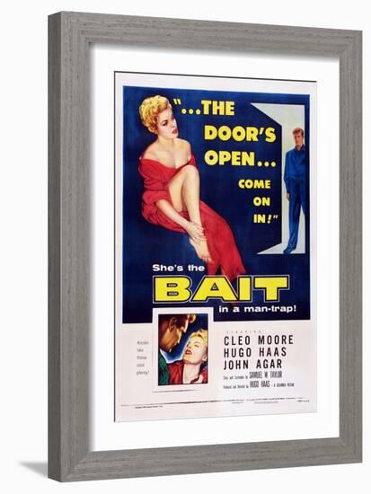 Bait, Top from Left: Cleo Moore, John Agar, Bottom Right: Cleo Moore, 1954-null-Framed Art Print