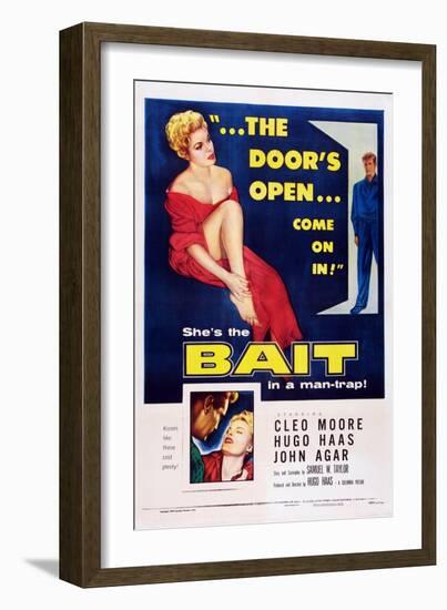 Bait, Top from Left: Cleo Moore, John Agar, Bottom Right: Cleo Moore, 1954-null-Framed Art Print