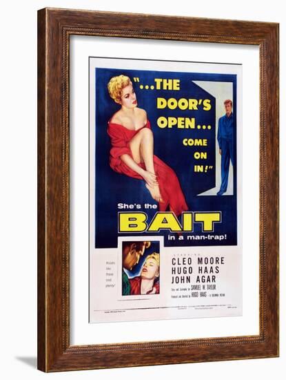 Bait, Top from Left: Cleo Moore, John Agar, Bottom Right: Cleo Moore, 1954-null-Framed Art Print