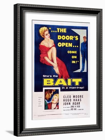 Bait, Top from Left: Cleo Moore, John Agar, Bottom Right: Cleo Moore, 1954-null-Framed Art Print