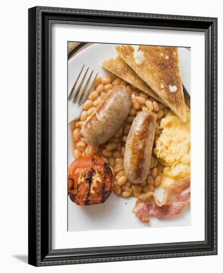 Baked Beans with Scrambled Egg, Sausages, Bacon, Tomato & Toast-null-Framed Photographic Print