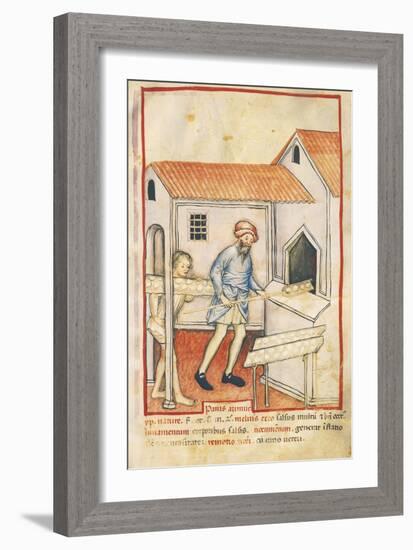 Baker and His Assistant Baking Bread, Miniature by Giovannino De Grassi from the Tacuinum Sanitatis-null-Framed Giclee Print