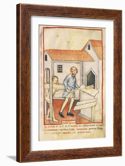 Baker and His Assistant Baking Bread, Miniature by Giovannino De Grassi from the Tacuinum Sanitatis-null-Framed Giclee Print