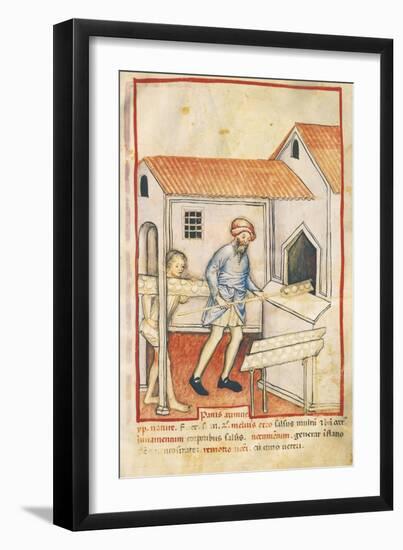 Baker and His Assistant Baking Bread, Miniature by Giovannino De Grassi from the Tacuinum Sanitatis-null-Framed Giclee Print