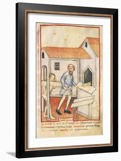 Baker and His Assistant Baking Bread, Miniature by Giovannino De Grassi from the Tacuinum Sanitatis-null-Framed Giclee Print