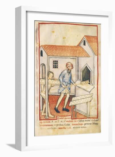 Baker and His Assistant Baking Bread, Miniature by Giovannino De Grassi from the Tacuinum Sanitatis-null-Framed Giclee Print