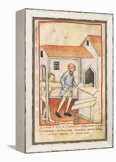 Baker and His Assistant Baking Bread, Miniature by Giovannino De Grassi from the Tacuinum Sanitatis-null-Framed Premier Image Canvas