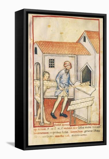 Baker and His Assistant Baking Bread, Miniature by Giovannino De Grassi from the Tacuinum Sanitatis-null-Framed Premier Image Canvas