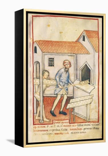 Baker and His Assistant Baking Bread, Miniature by Giovannino De Grassi from the Tacuinum Sanitatis-null-Framed Premier Image Canvas