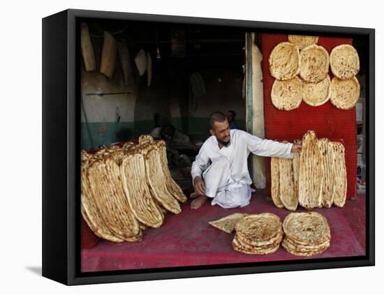 Baker Arranges Breads at His Shop in Kandahar Province, South of Kabul, Afghanistan-null-Framed Premier Image Canvas