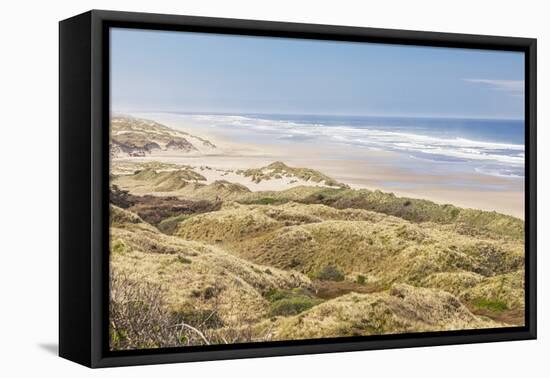 Baker Beach, Oregon, USA. Grassy dunes and a sandy beach on the Oregon coast.-Emily Wilson-Framed Premier Image Canvas