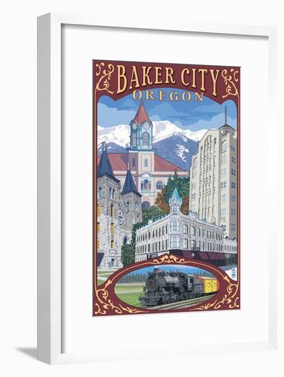 Baker City, Oregon - Town Views-Lantern Press-Framed Art Print