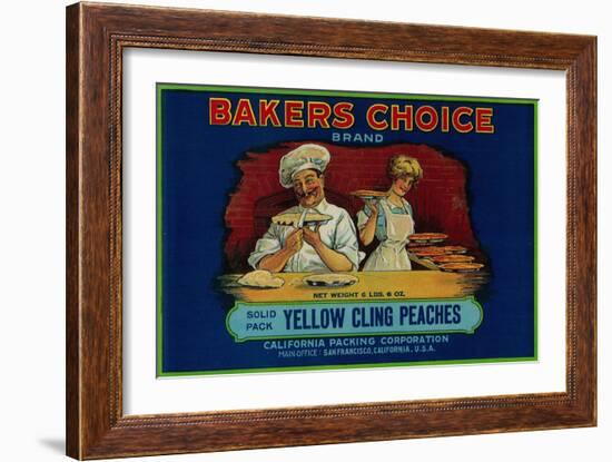 Bakers Choice Peach Label - San Francisco, CA-Lantern Press-Framed Art Print