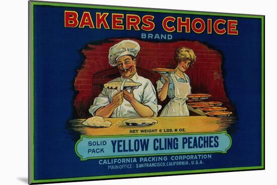 Bakers Choice Peach Label - San Francisco, CA-Lantern Press-Mounted Art Print