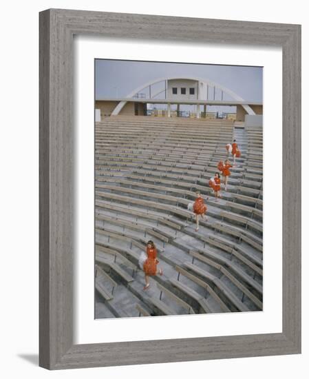 Bakersfield Junior College: Cheerleaders Practicing for Football Rally-Ralph Crane-Framed Photographic Print