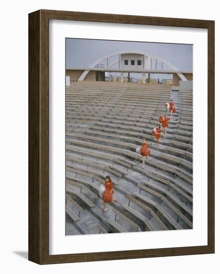 Bakersfield Junior College: Cheerleaders Practicing for Football Rally-Ralph Crane-Framed Photographic Print