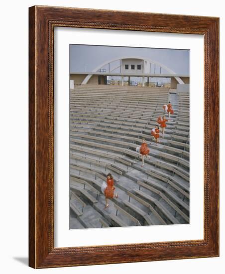 Bakersfield Junior College: Cheerleaders Practicing for Football Rally-Ralph Crane-Framed Photographic Print