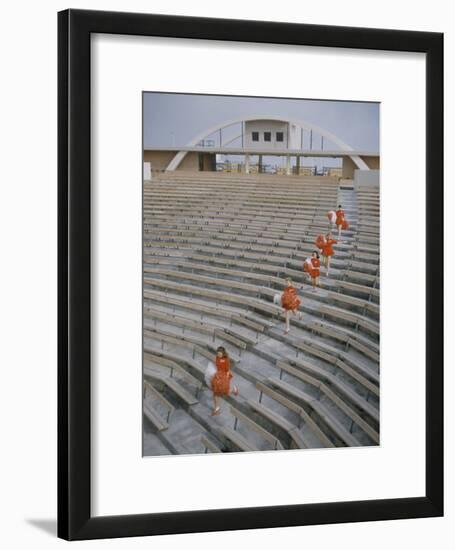 Bakersfield Junior College: Cheerleaders Practicing for Football Rally-Ralph Crane-Framed Photographic Print