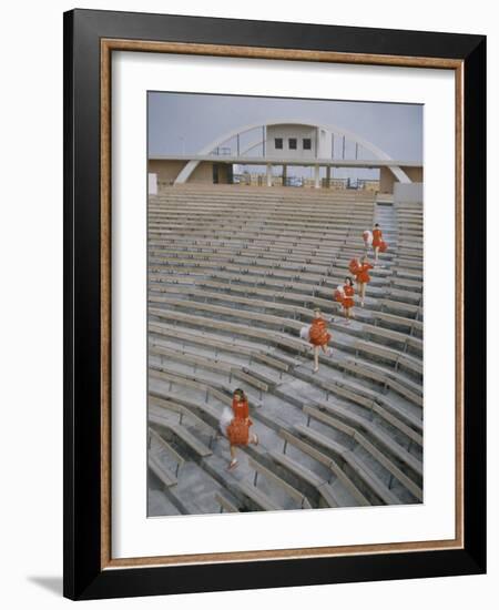 Bakersfield Junior College: Cheerleaders Practicing for Football Rally-Ralph Crane-Framed Photographic Print