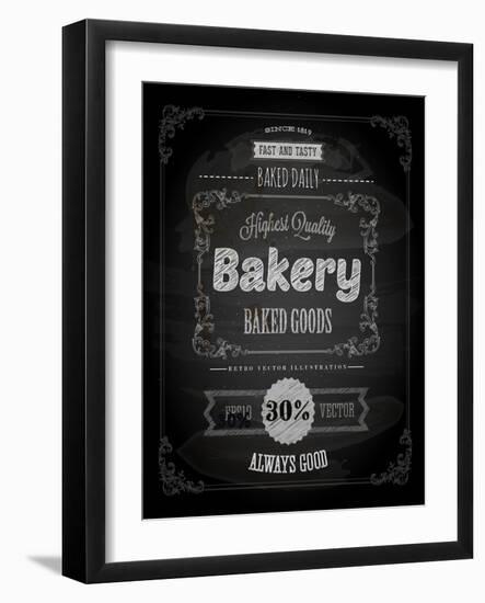 Bakery Label Poster, Chalk Typographic Design-Ozerina Anna-Framed Art Print