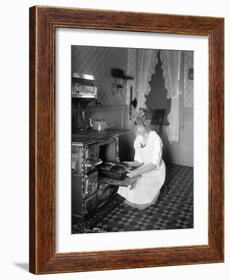 Baking Bread at Home for School Project, ca. 1914-null-Framed Giclee Print