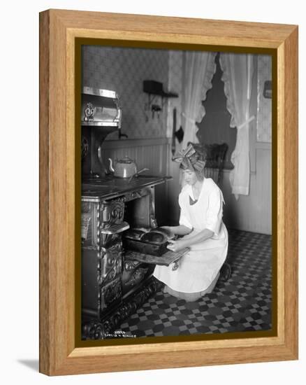 Baking Bread at Home for School Project, ca. 1914-null-Framed Premier Image Canvas