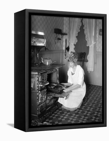 Baking Bread at Home for School Project, ca. 1914-null-Framed Premier Image Canvas