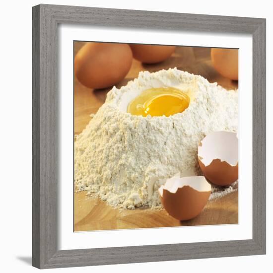 Baking Ingredients: Egg in Well in Mound of Flour-Alexander Feig-Framed Photographic Print