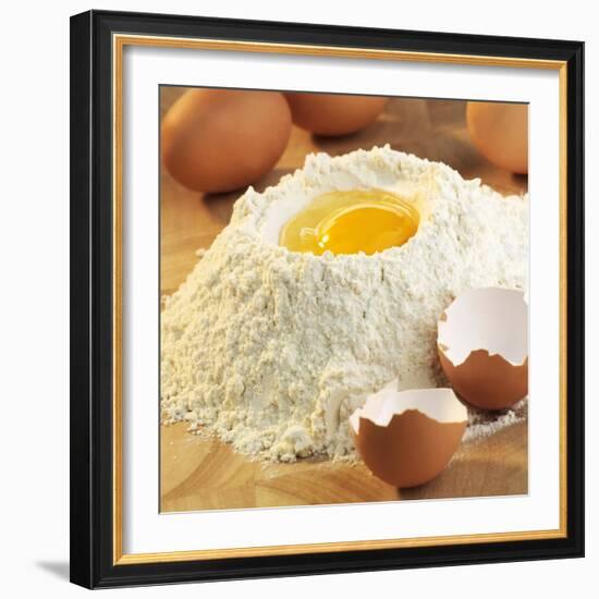 Baking Ingredients: Egg in Well in Mound of Flour-Alexander Feig-Framed Photographic Print