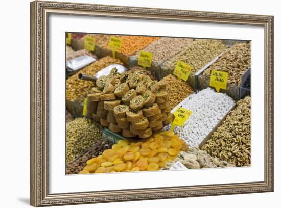 Baklava and Dried Fruit and Nuts for Sale, Spice Bazaar, Istanbul, Turkey, Western Asia-Martin Child-Framed Photographic Print