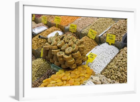 Baklava and Dried Fruit and Nuts for Sale, Spice Bazaar, Istanbul, Turkey, Western Asia-Martin Child-Framed Photographic Print