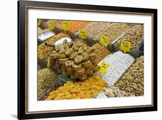 Baklava and Dried Fruit and Nuts for Sale, Spice Bazaar, Istanbul, Turkey, Western Asia-Martin Child-Framed Photographic Print