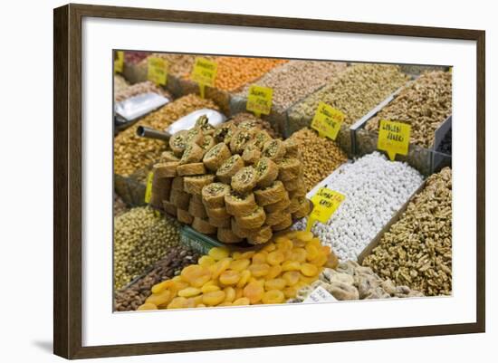 Baklava and Dried Fruit and Nuts for Sale, Spice Bazaar, Istanbul, Turkey, Western Asia-Martin Child-Framed Photographic Print