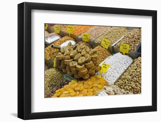 Baklava and Dried Fruit and Nuts for Sale, Spice Bazaar, Istanbul, Turkey, Western Asia-Martin Child-Framed Photographic Print