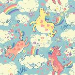 Cute Pattern with Rainbow Unicorns-Baksiabat-Art Print