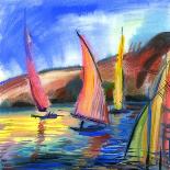 Sailing Boat In Waves On A Decline-balaikin2009-Framed Art Print