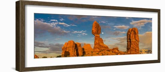 Balanced Rock and full moon, Arches National Park, Utah, USA-Panoramic Images-Framed Photographic Print