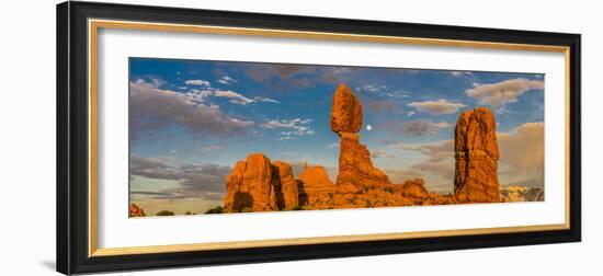 Balanced Rock and full moon, Arches National Park, Utah, USA-Panoramic Images-Framed Photographic Print